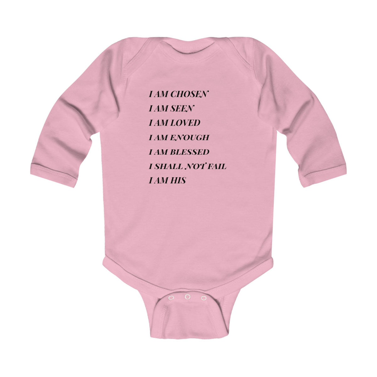 Christian Affirmation Infant Bodysuit — “I Am Chosen, I Am Loved” Long Sleeve Baby Onesie