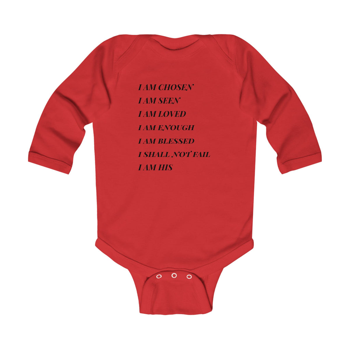 Christian Affirmation Infant Bodysuit — “I Am Chosen, I Am Loved” Long Sleeve Baby Onesie