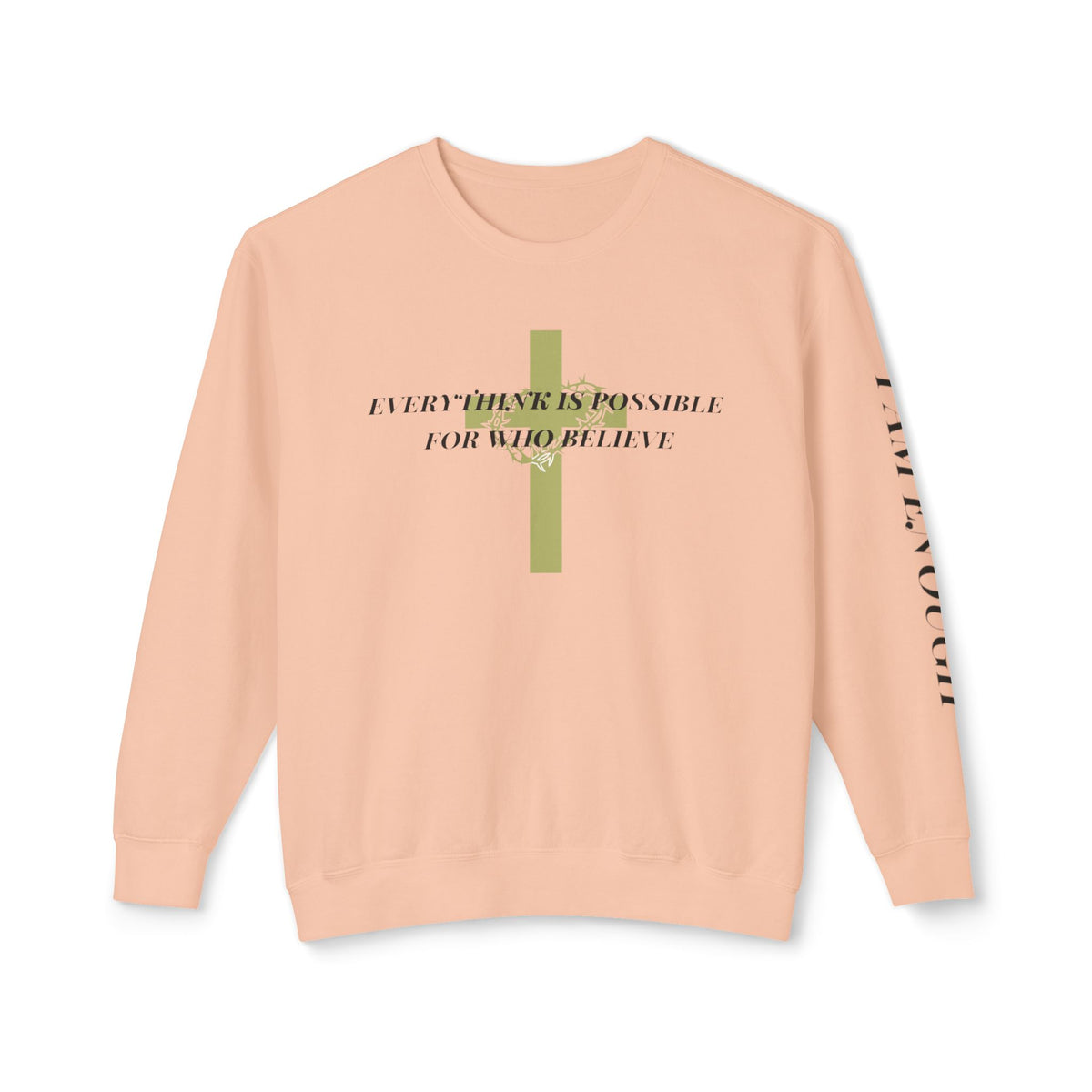 Christian Cross Crewneck Sweatshirt — "Everything Is Possible for Those Who Believe"