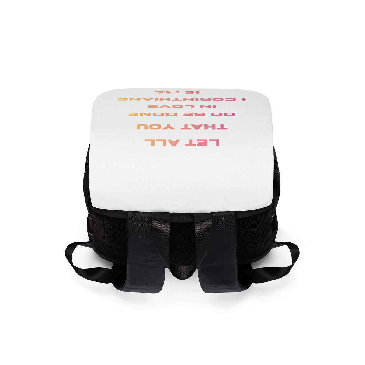 1 Corinthians 16:14 Love Quote Backpack — Inspirational Christian Shoulder Backpack