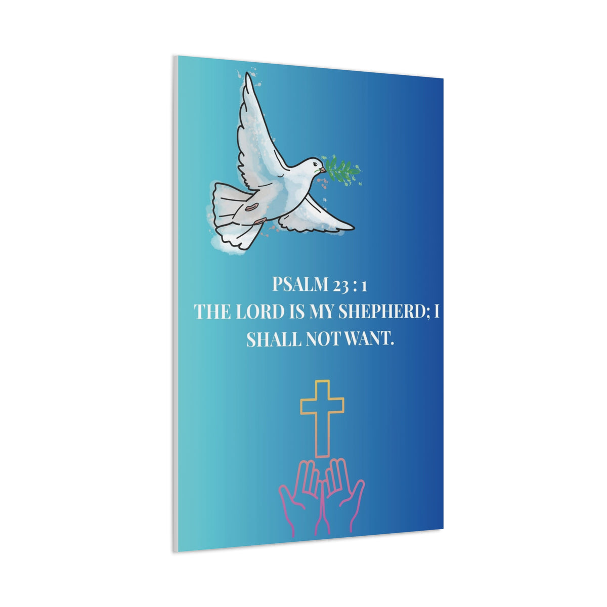 Canvas Wall Art - Psalm 23:1 Dove & Cross Christian Decor