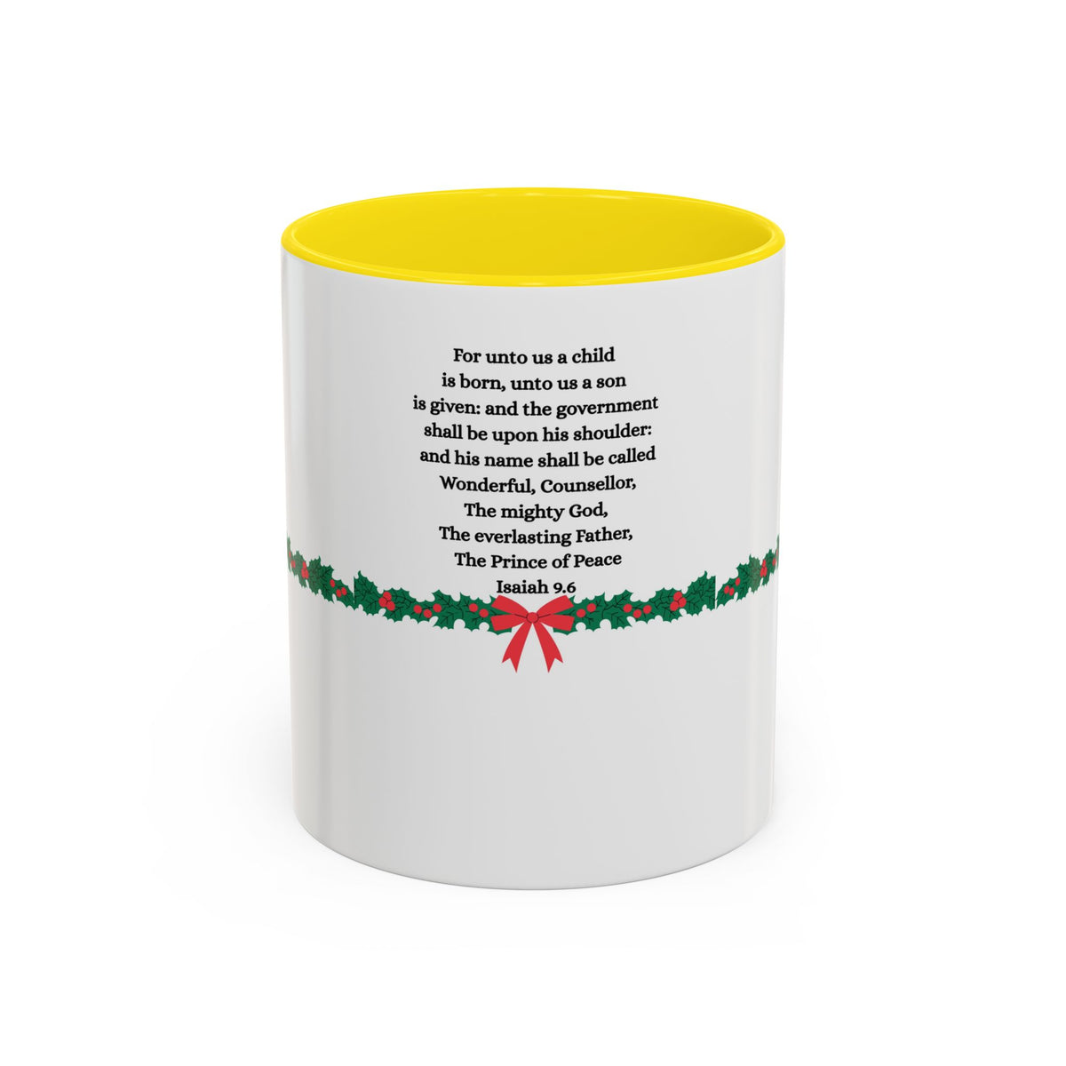Christmas Scripture Coffee Mug — Isaiah 9:6 Holly Accent (11/15oz)