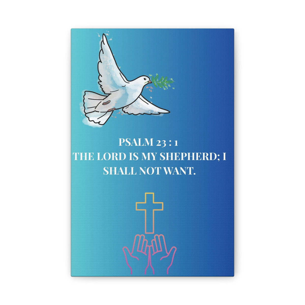 Canvas Wall Art - Psalm 23:1 Dove & Cross Christian Decor