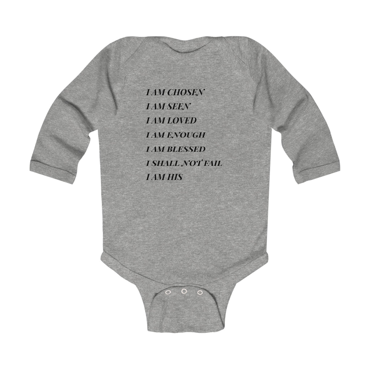 Christian Affirmation Infant Bodysuit — “I Am Chosen, I Am Loved” Long Sleeve Baby Onesie