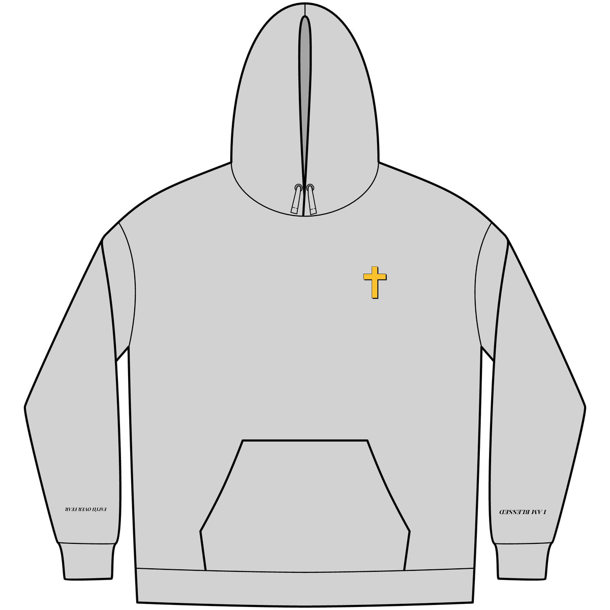 Christian Affirmation Hoodie — Small Gold Cross & Back Text: "I AM CHOSEN" Inspirational Pullover