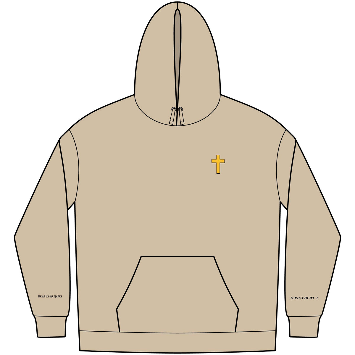 Christian Affirmation Hoodie — Small Gold Cross & Back Text: "I AM CHOSEN" Inspirational Pullover
