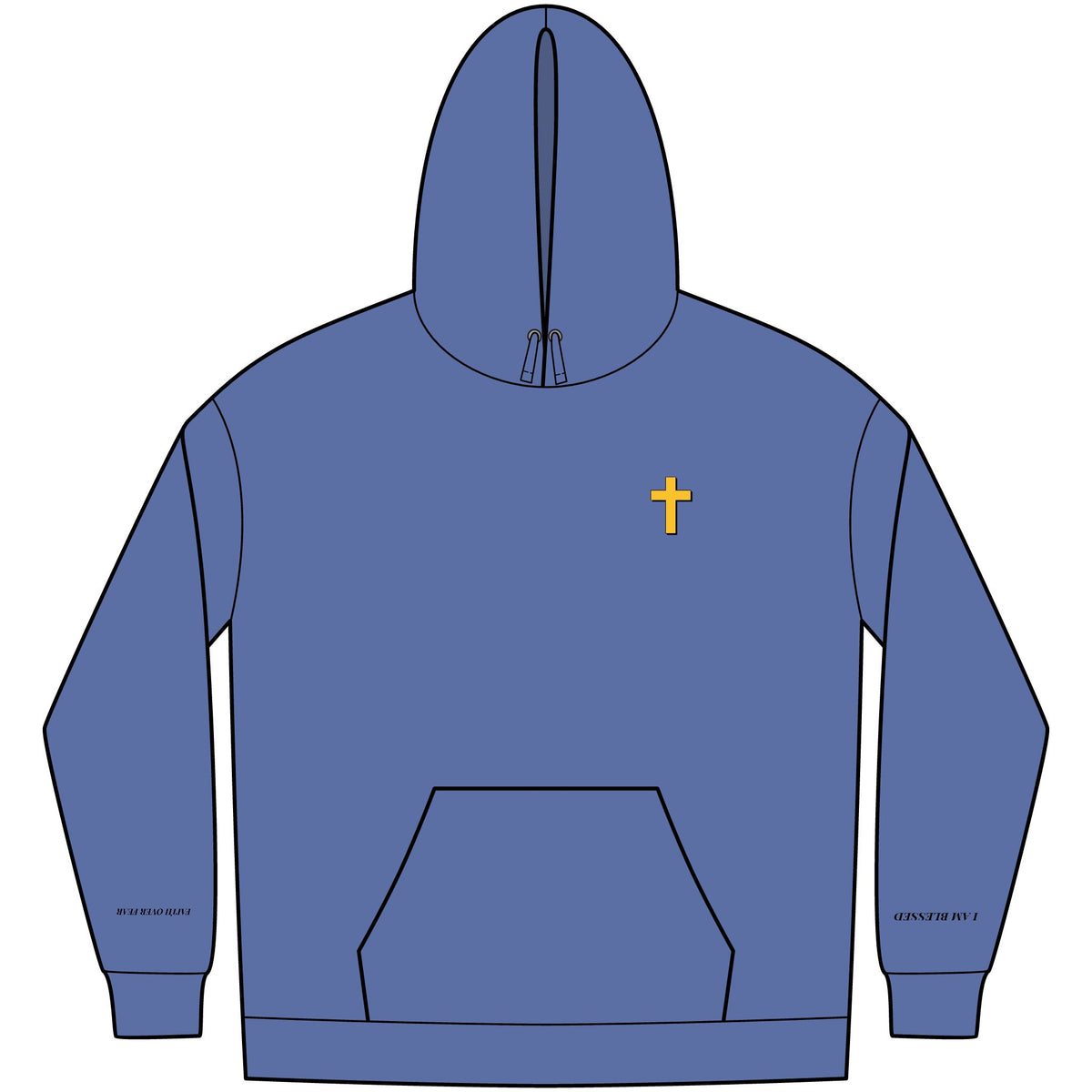 Christian Affirmation Hoodie — Small Gold Cross & Back Text: "I AM CHOSEN" Inspirational Pullover