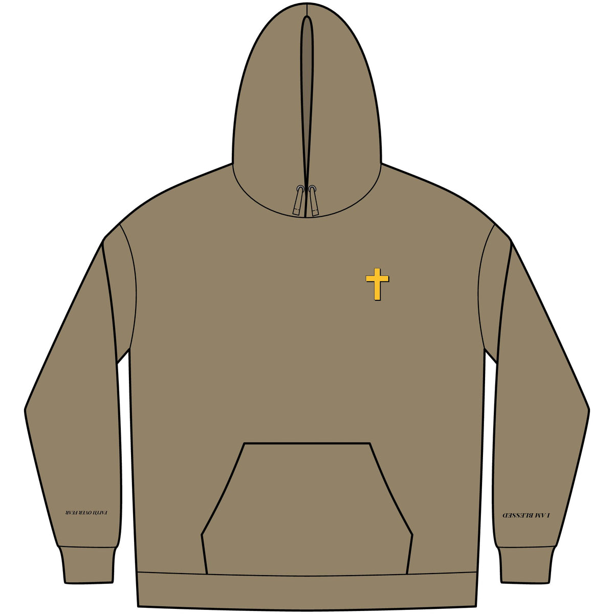 Christian Affirmation Hoodie — Small Gold Cross & Back Text: "I AM CHOSEN" Inspirational Pullover