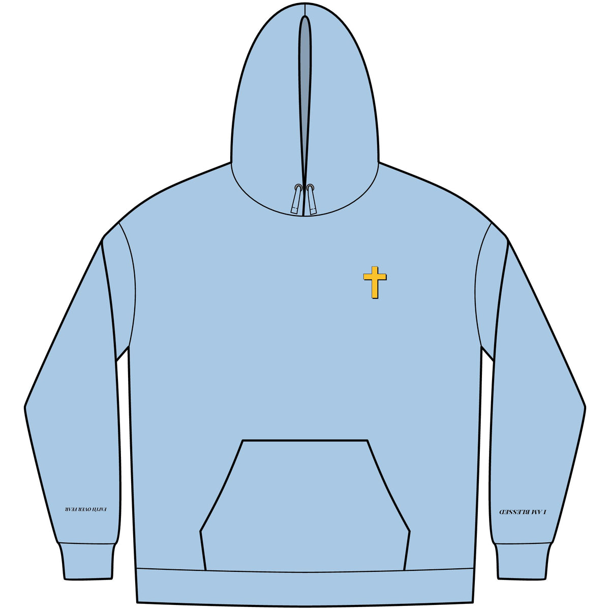 Christian Affirmation Hoodie — Small Gold Cross & Back Text: "I AM CHOSEN" Inspirational Pullover