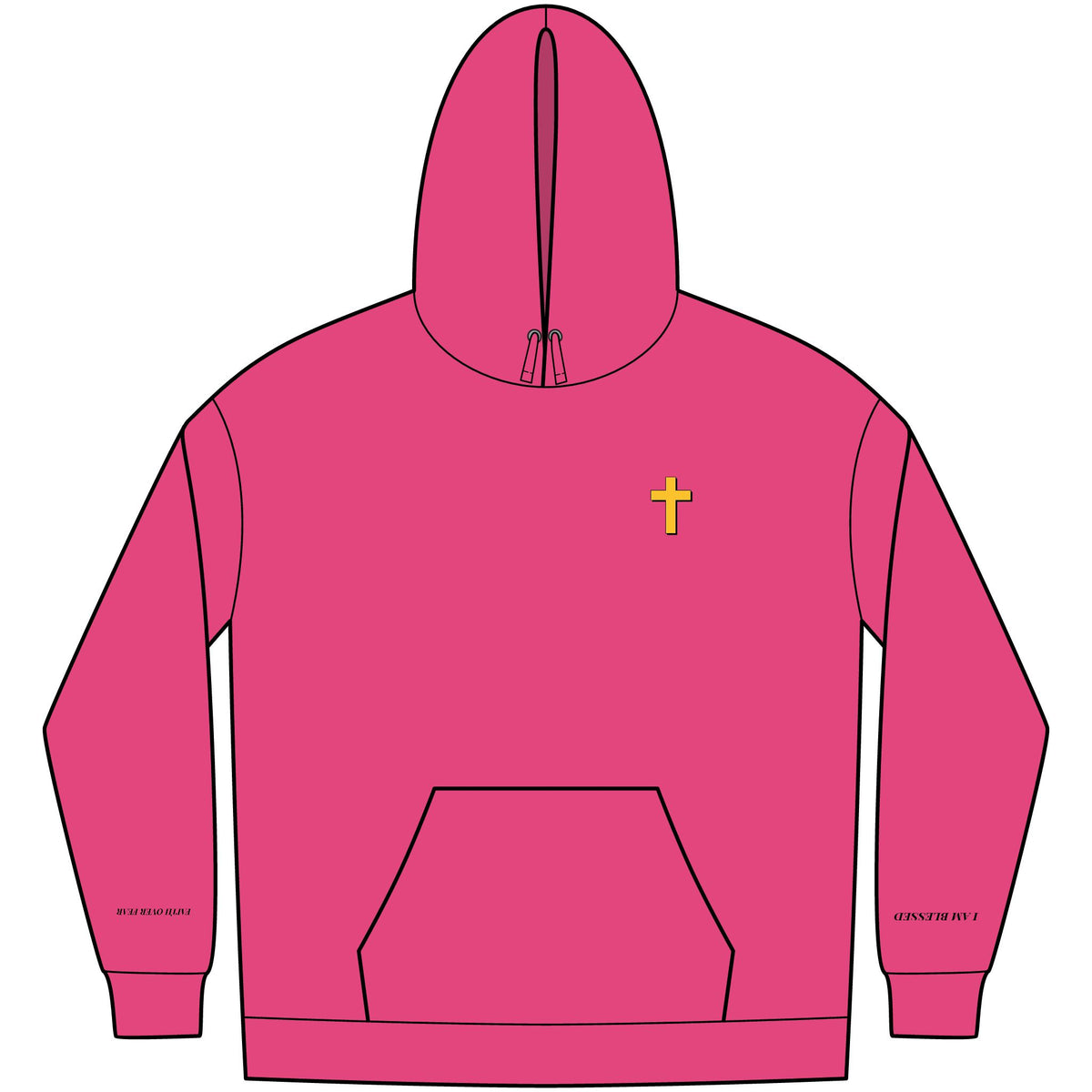 Christian Affirmation Hoodie — Small Gold Cross & Back Text: "I AM CHOSEN" Inspirational Pullover