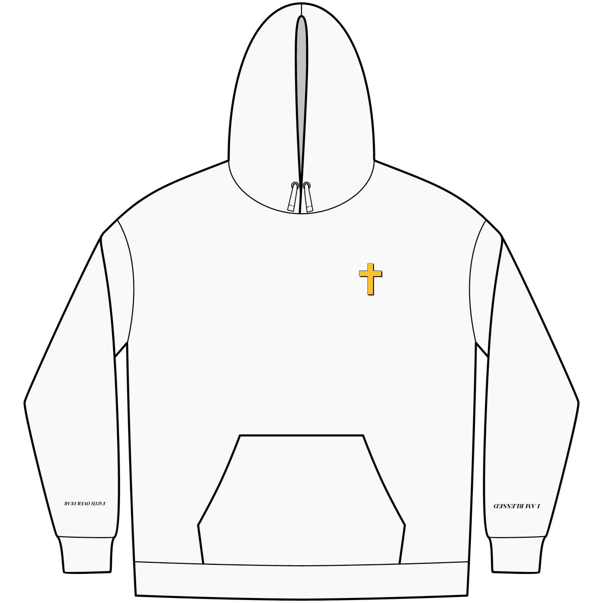 Christian Affirmation Hoodie — Small Gold Cross & Back Text: "I AM CHOSEN" Inspirational Pullover