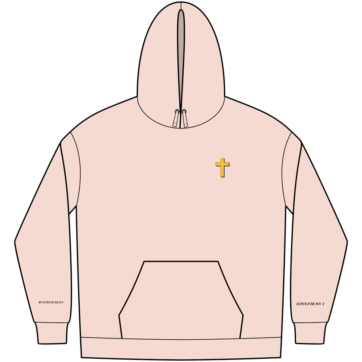 Christian Affirmation Hoodie — Small Gold Cross & Back Text: "I AM CHOSEN" Inspirational Pullover