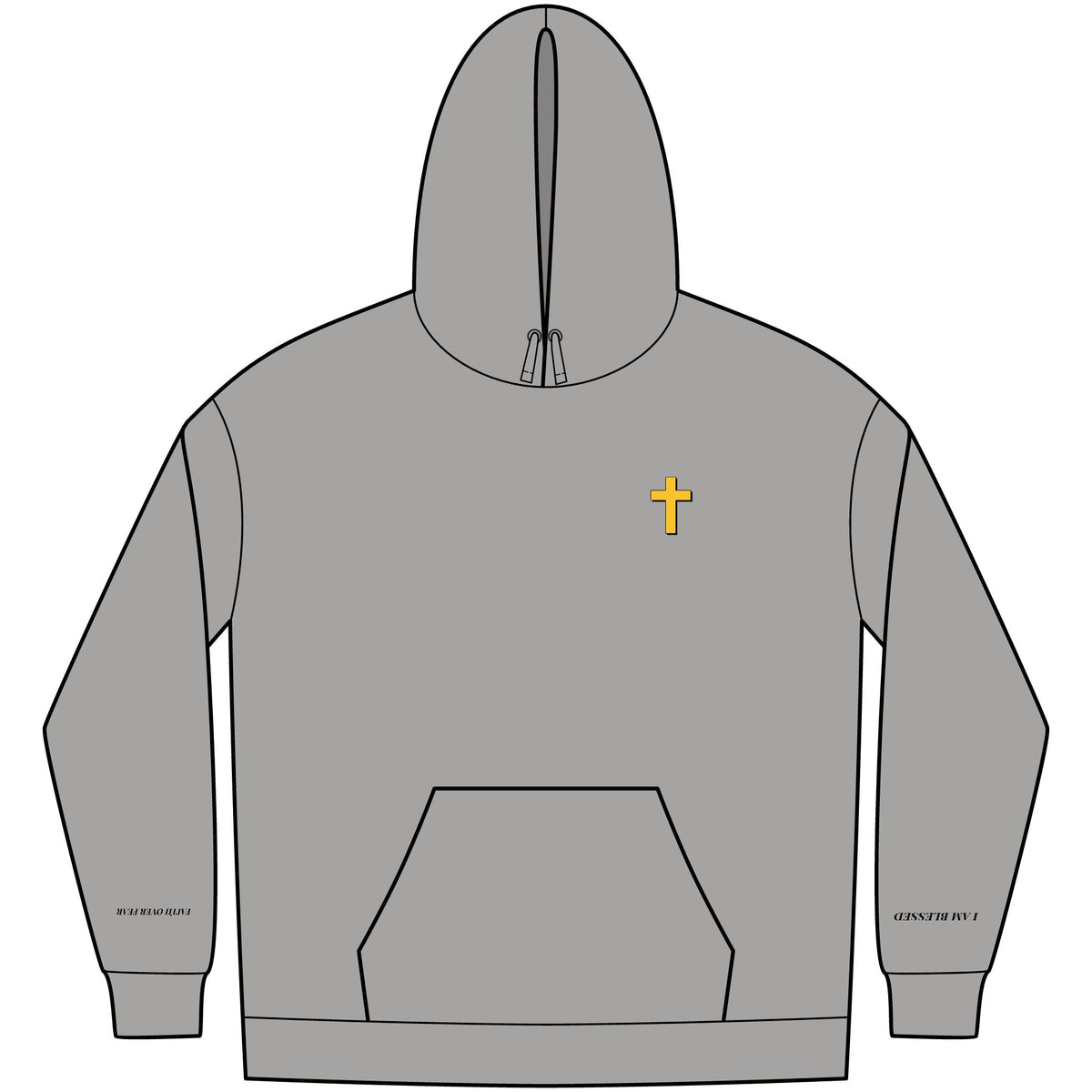 Christian Affirmation Hoodie — Small Gold Cross & Back Text: "I AM CHOSEN" Inspirational Pullover