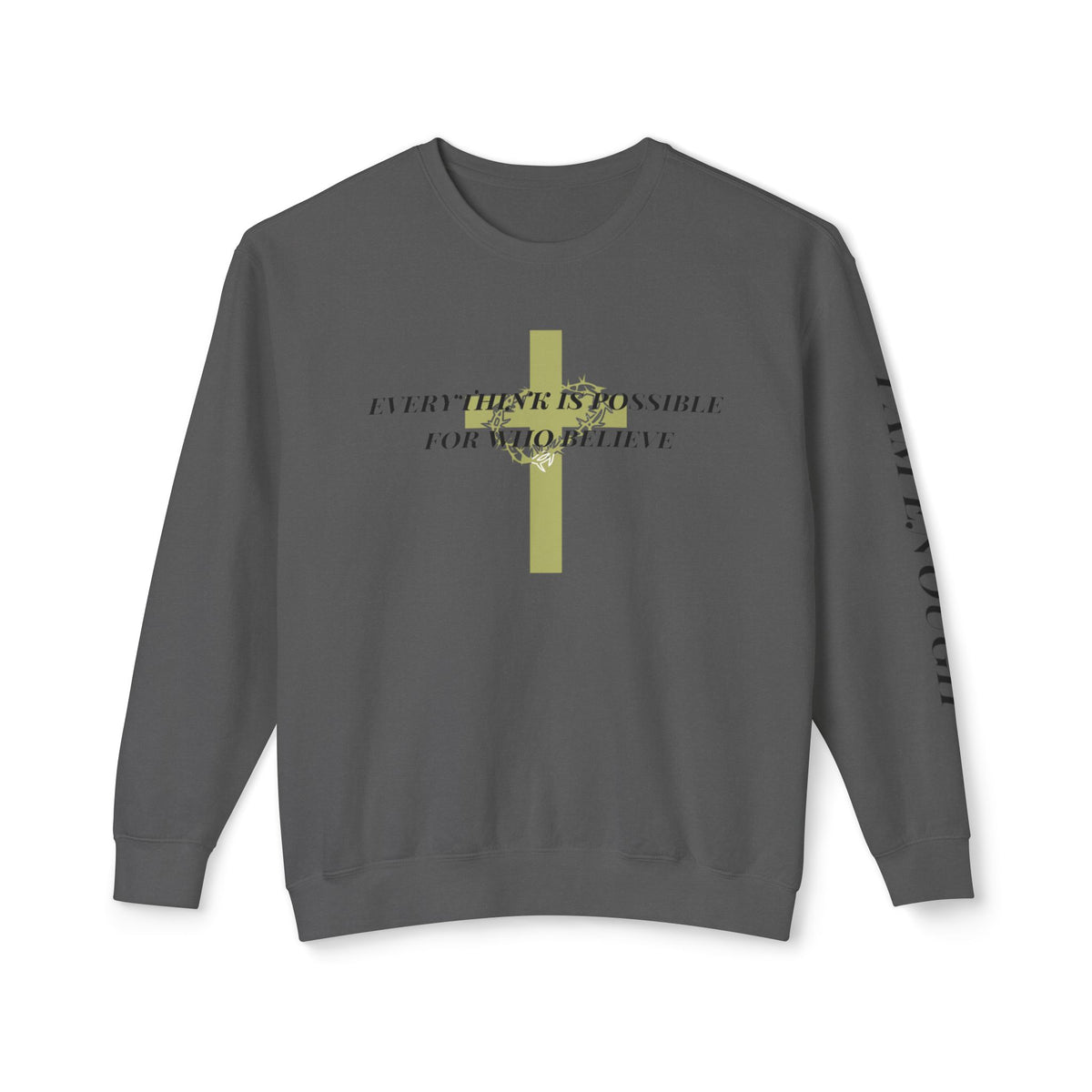 Christian Cross Crewneck Sweatshirt — "Everything Is Possible for Those Who Believe"