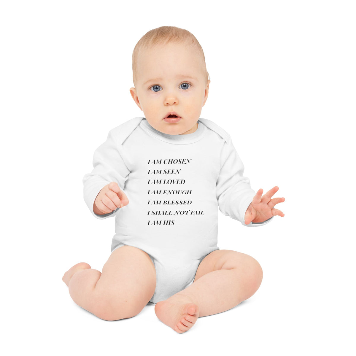 Baby Bodysuit — 'I AM' Inspirational Long-Sleeve Organic Infant Onesie