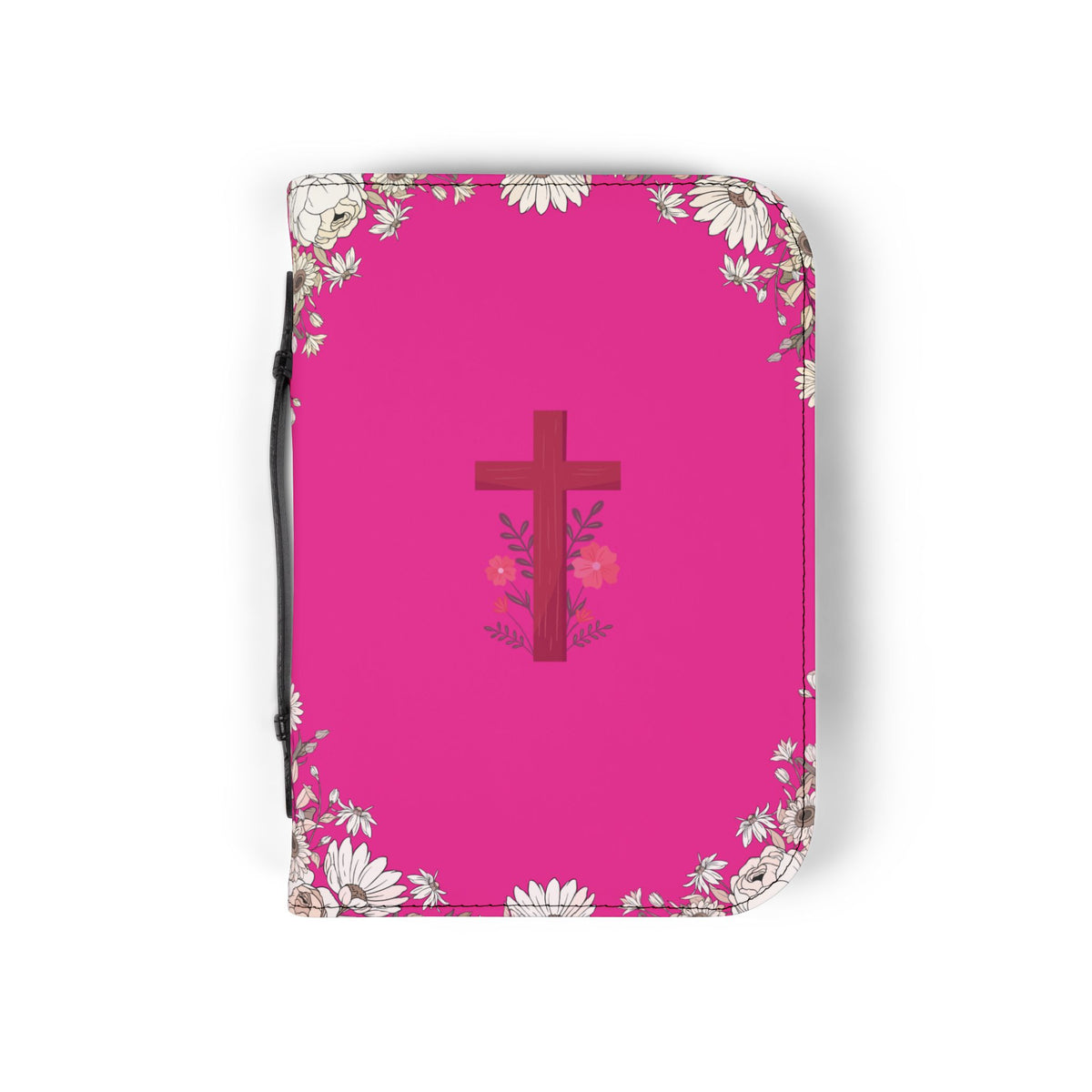 Pink Floral Bible Cover with Cross | Zippered Scripture Tote