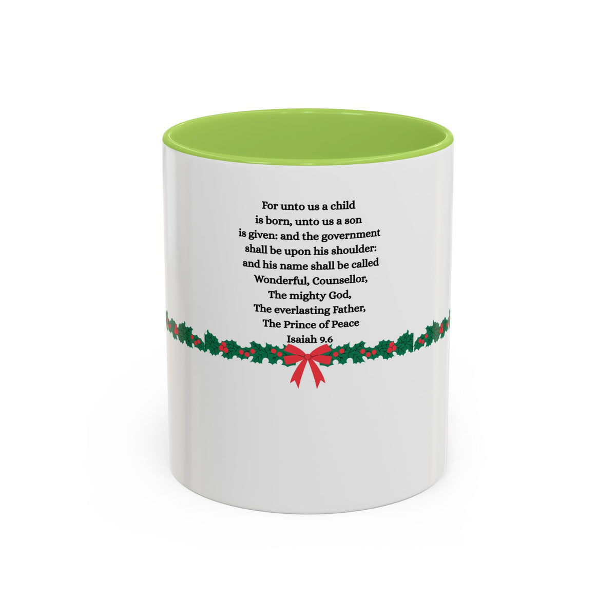 Christmas Scripture Coffee Mug — Isaiah 9:6 Holly Accent (11/15oz)