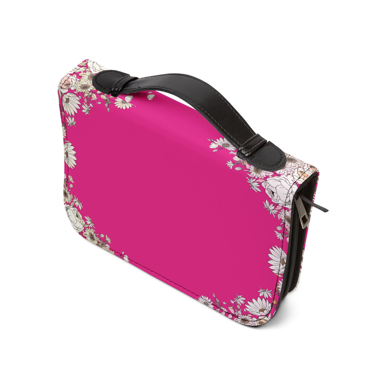 Pink Floral Bible Cover with Cross | Zippered Scripture Tote