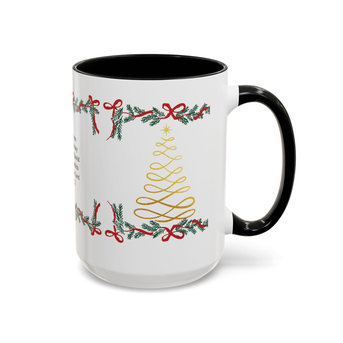 Christmas Scripture Coffee Mug — Luke 2:11 Holiday Accent Mug with Garland & Tree