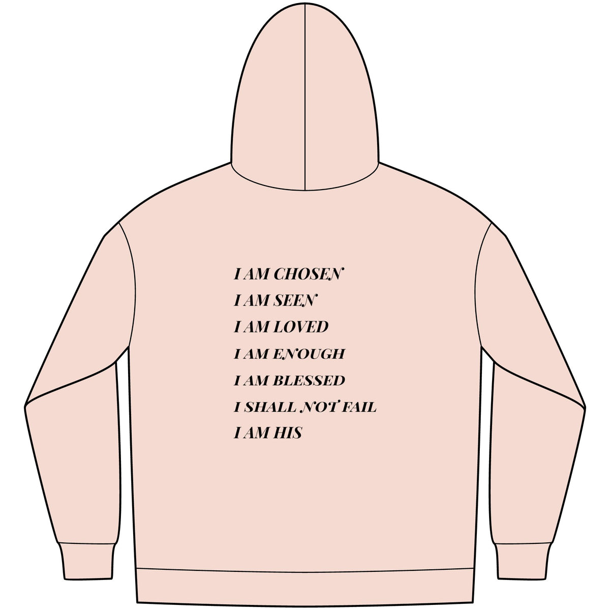 Christian Affirmation Hoodie — Small Gold Cross & Back Text: "I AM CHOSEN" Inspirational Pullover