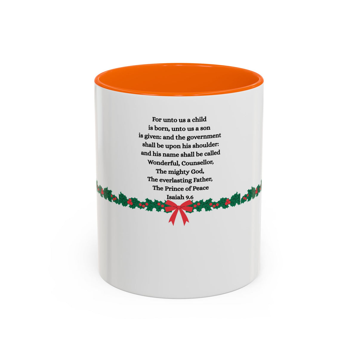 Christmas Scripture Coffee Mug — Isaiah 9:6 Holly Accent (11/15oz)