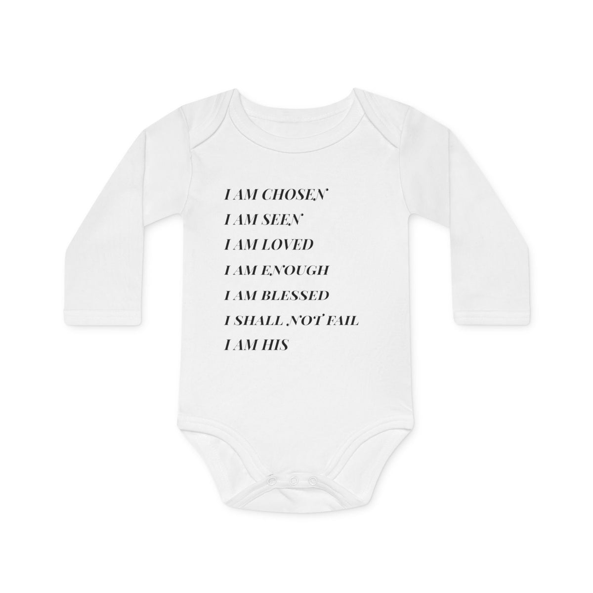 Baby Bodysuit — 'I AM' Inspirational Long-Sleeve Organic Infant Onesie