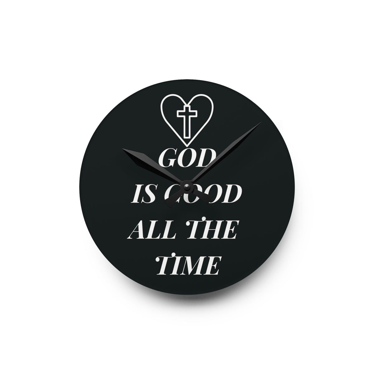 Acrylic Wall Clock - "God Is Good All The Time" Christian Cross Heart Religious Home Decor