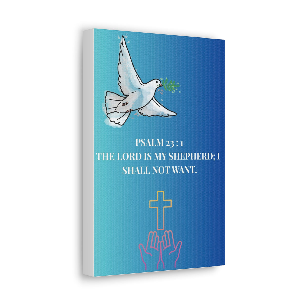 Canvas Wall Art - Psalm 23:1 Dove & Cross Christian Decor