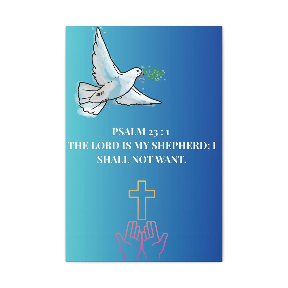 Canvas Wall Art - Psalm 23:1 Dove & Cross Christian Decor