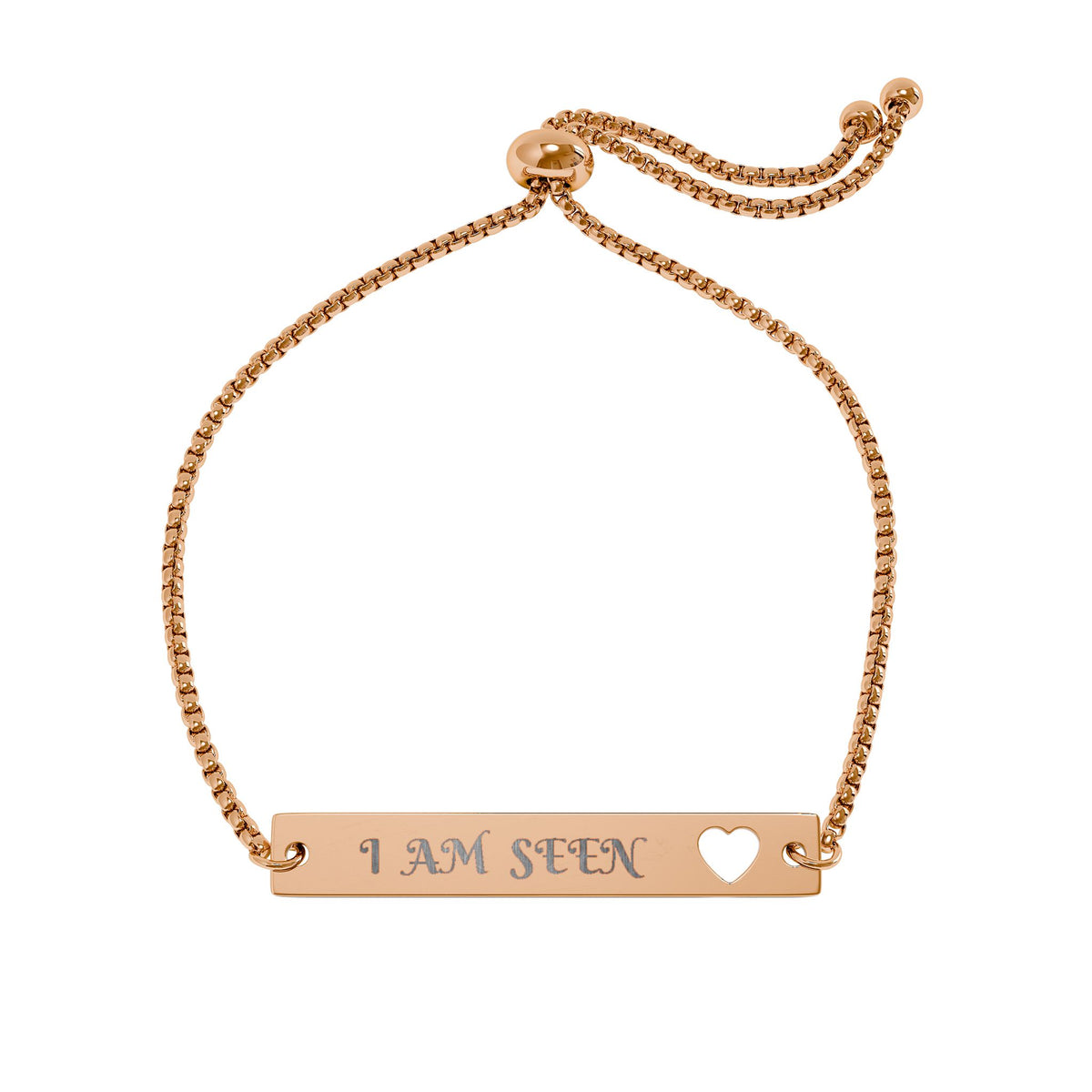 Engravable Heart Bar Bracelet — Adjustable Personalized Nameplate