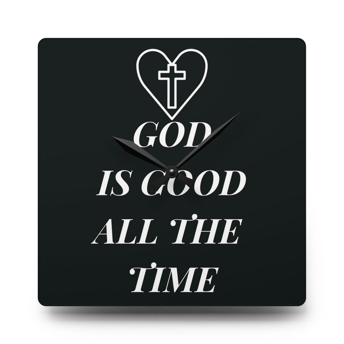 Acrylic Wall Clock - "God Is Good All The Time" Christian Cross Heart Religious Home Decor